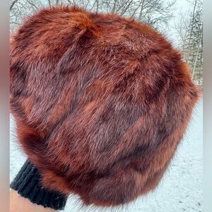Vintage Howard Hanlon Original Real Fur Hat 1960s Designer Gold Lined RARE